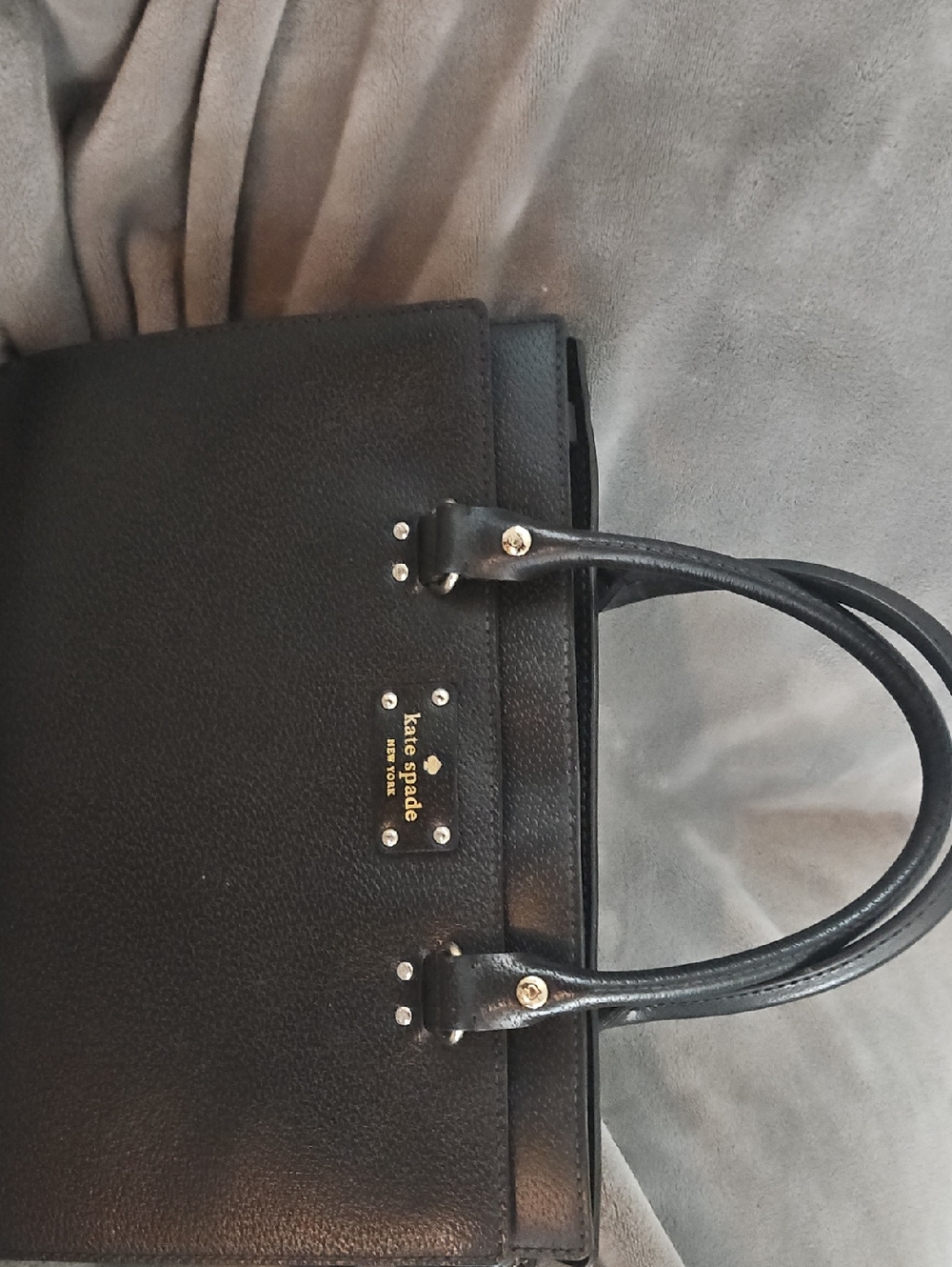 kate spade Black Pebbled Leather Tote with Gold Hardware